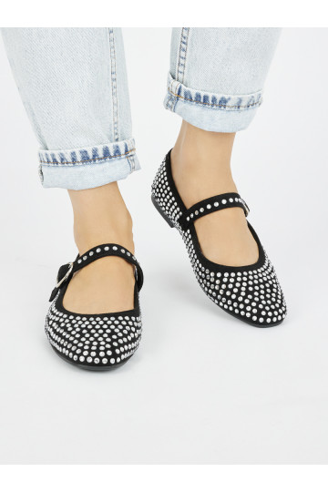 Juodos spalvos  balerinos z ćwietkami