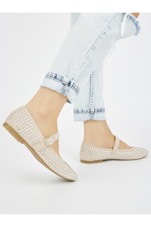 Bezowe  balerinos z ćwietkami Bezowe  balerinos z ćwietkami