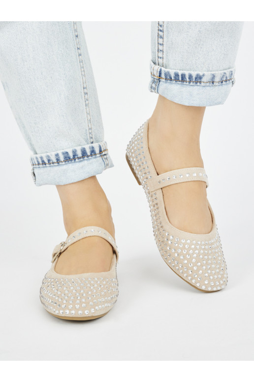 Bezowe  balerinos z ćwietkami Bezowe  balerinos z ćwietkami