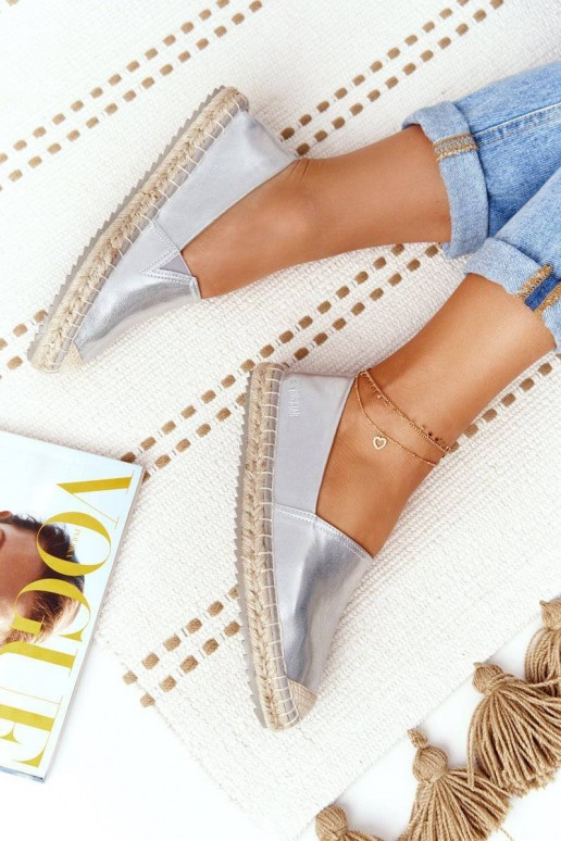 Odinės espadrilės Big Star sidabro... Odinės espadrilės Big Star sidabro...