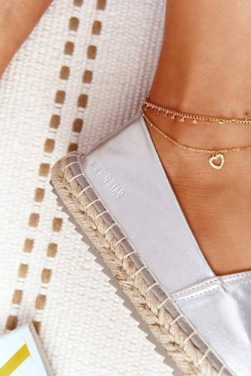 Odinės espadrilės Big Star sidabro... Odinės espadrilės Big Star sidabro...