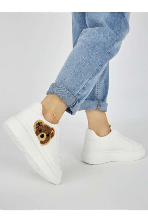 baltos spalvos  sportiniai batai su meškučiais baltos spalvos  sportiniai batai su meškučiais