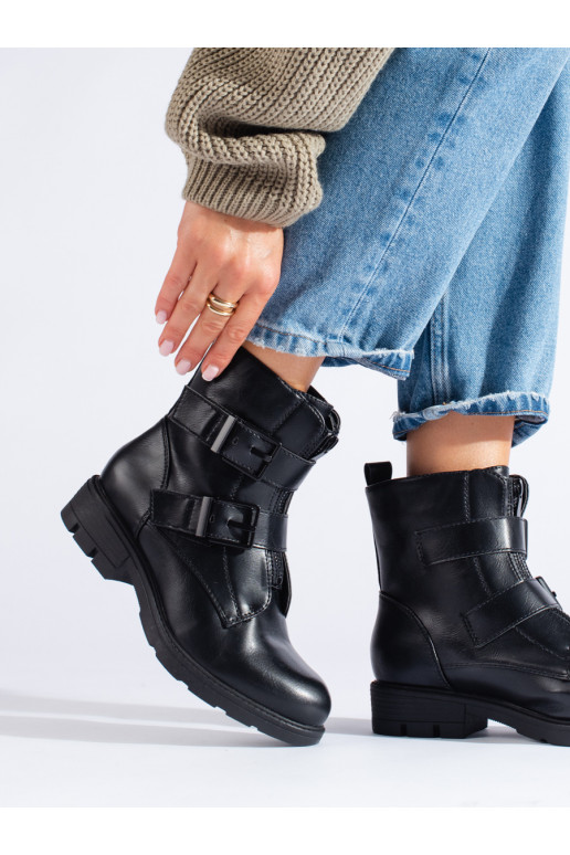 Juodos spalvos moteriški aulinukai su stilingomis detalėmis