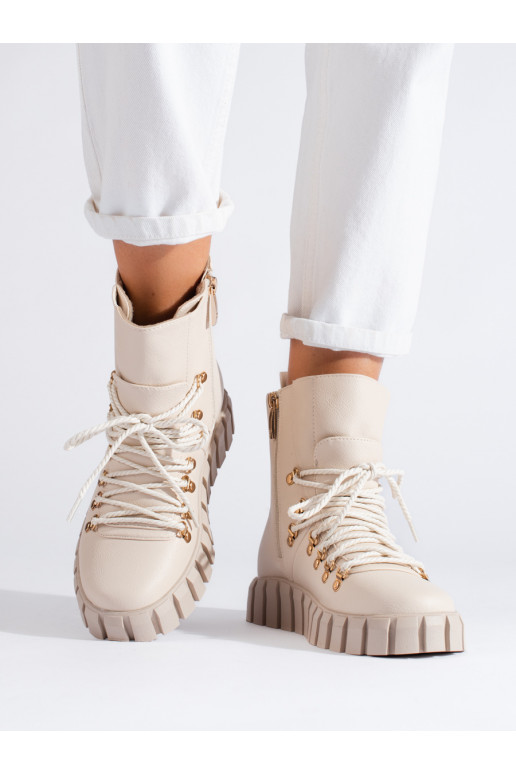smėlio spalvos su pašiltinimu moteriški batai su platforma Potocki