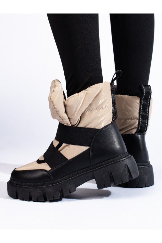 Moteriški sniego batai su masyvia platforma smėlio spalvos juodos spalvos