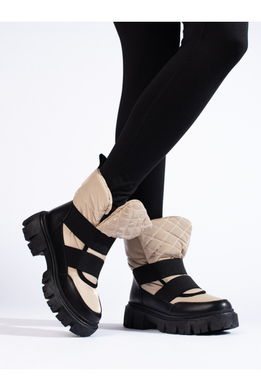 Moteriški sniego batai su masyvia platforma smėlio spalvos juodos spalvos