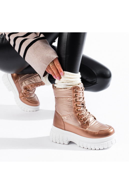 aukso spalvos Moteriški sniego batai su raišteliais