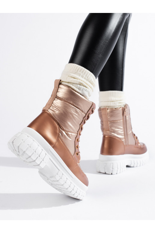 aukso spalvos Moteriški sniego batai su raišteliais