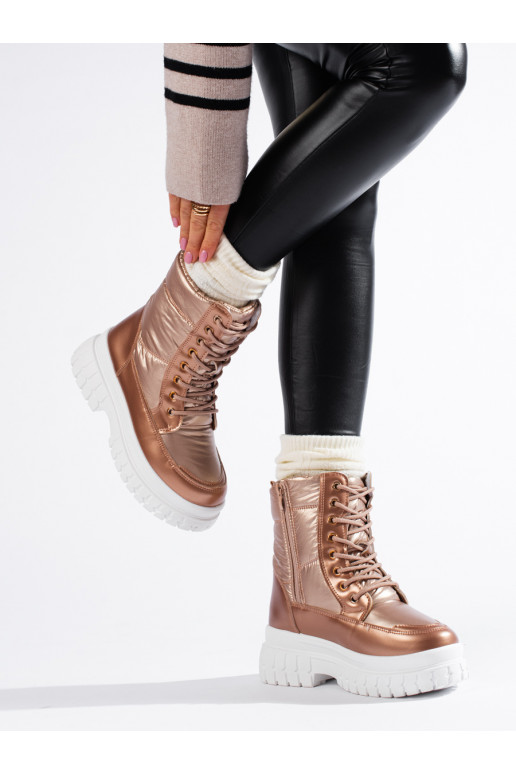 aukso spalvos Moteriški sniego batai su raišteliais