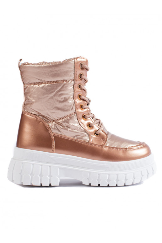 aukso spalvos Moteriški sniego batai su raišteliais