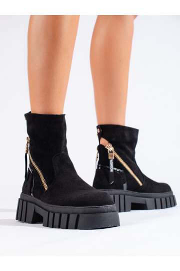 Moteriški aulinukai su platforma iš zomšos juodos spalvos 2