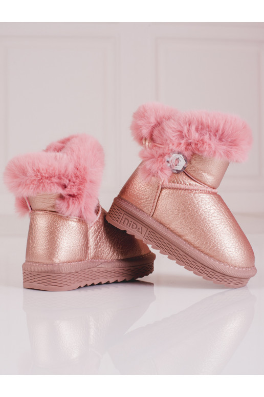 sniego batai  su kailiuku rožinės spalvos