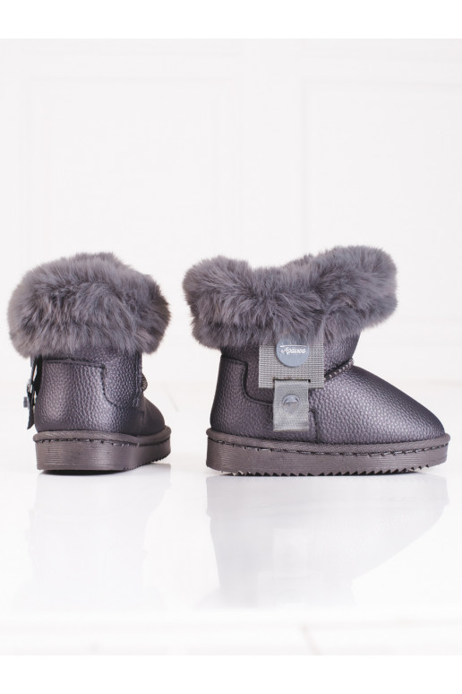 pilkos spalvos  sniego batai  su kailiuku