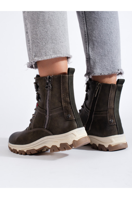 su raišteliais aulinukai su dekoratyviniu užtrauktuku  khaki su raišteliais aulinukai su dekoratyviniu užtrauktuku  khaki