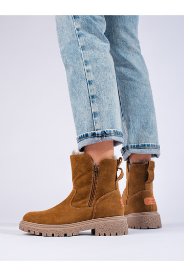 Moteriški aulinukai su pašiltinimu rudos spalvos iš zomšos 2