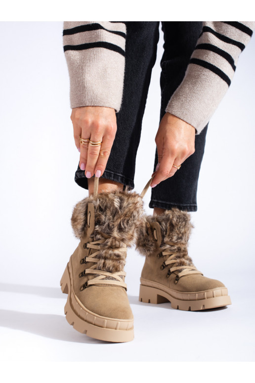 batai  su kailiuku rudos spalvos