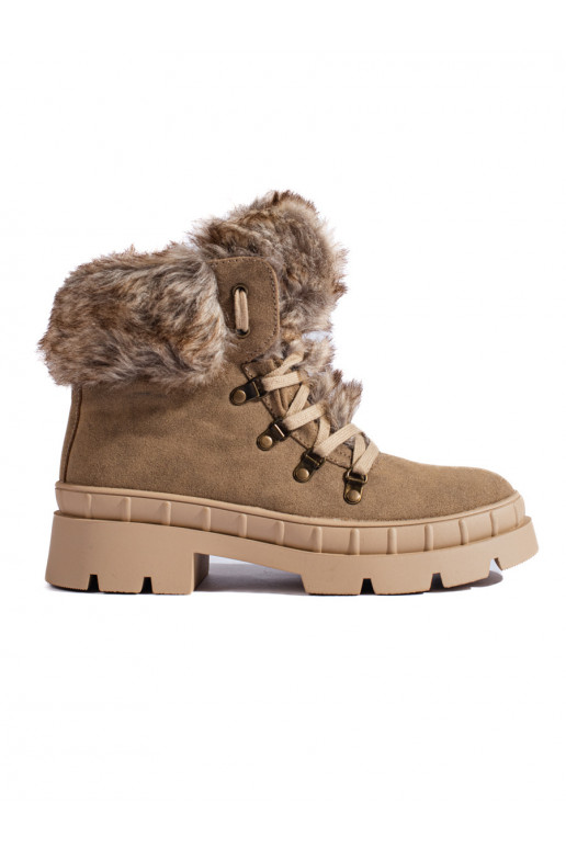 batai  su kailiuku rudos spalvos