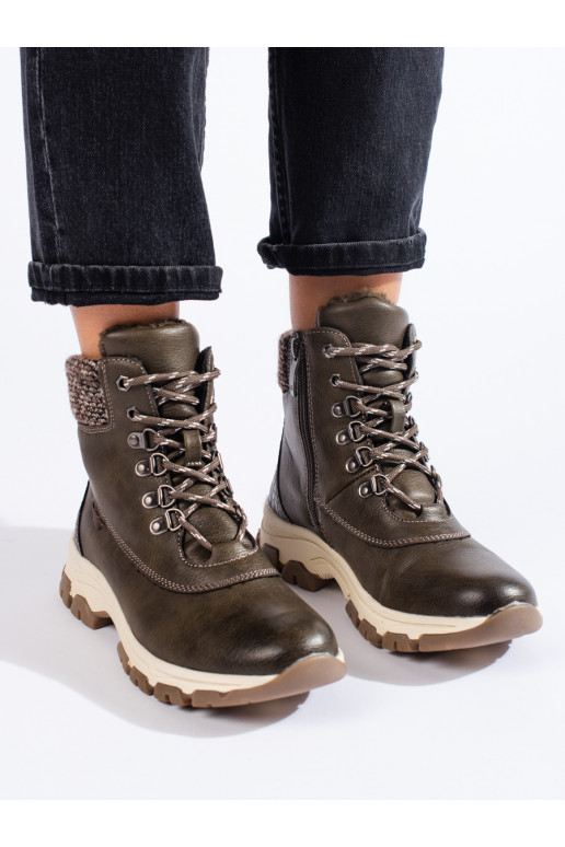 batai  su platforma tamsios žalios spalvos