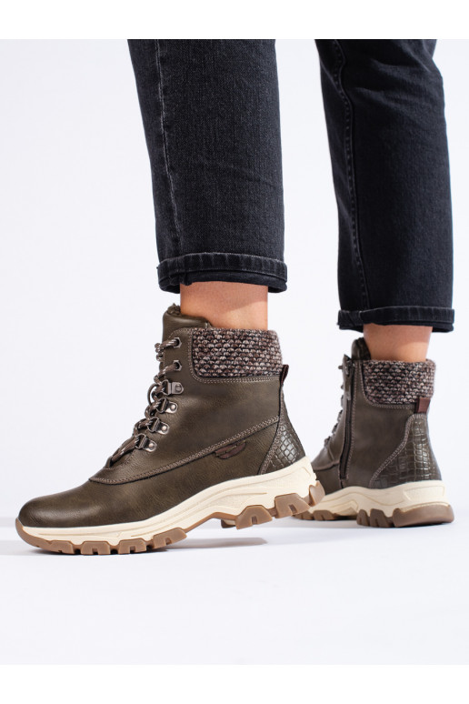 batai  su platforma tamsios žalios spalvos