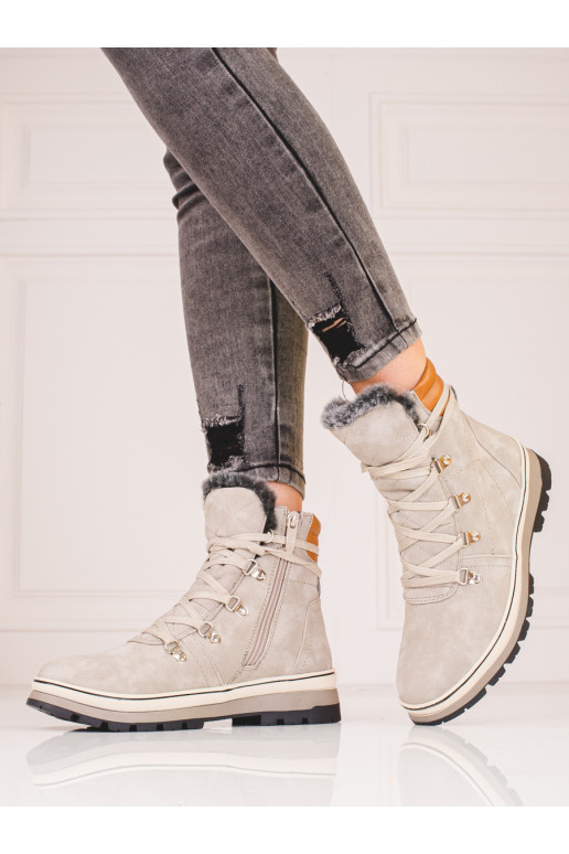 pilkos spalvos Moteriški batai su pašiltinimu viduje