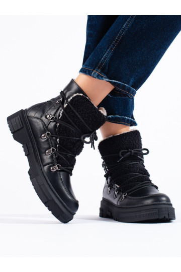 Juodos spalvos Moteriški sniego batai su avikailiu 2