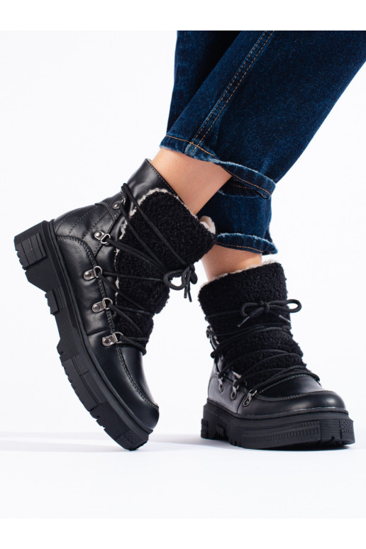 Juodos spalvos Moteriški sniego batai su avikailiu