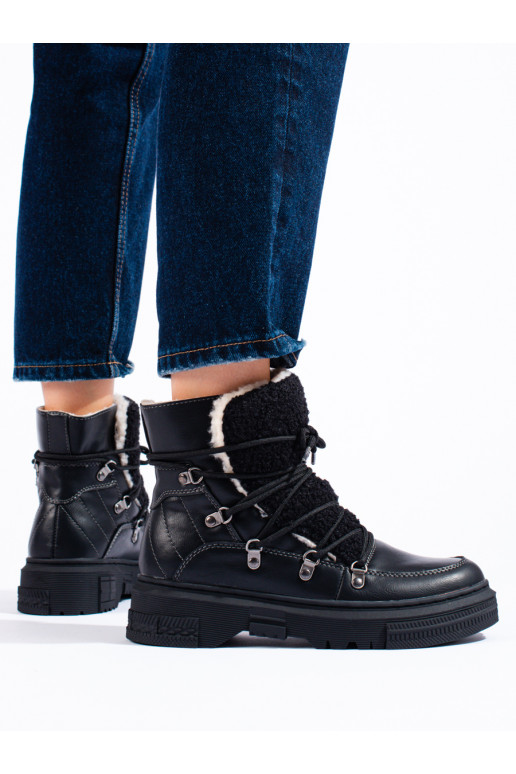 Juodos spalvos Moteriški sniego batai su avikailiu