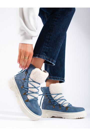 mėlynos spalvos Moteriški sniego batai su avikailiu