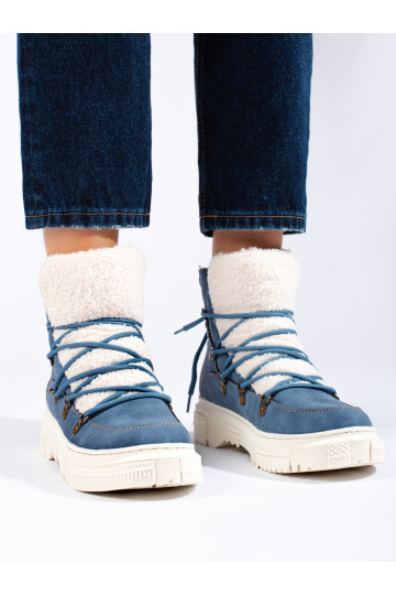 mėlynos spalvos Moteriški sniego batai su avikailiu 2