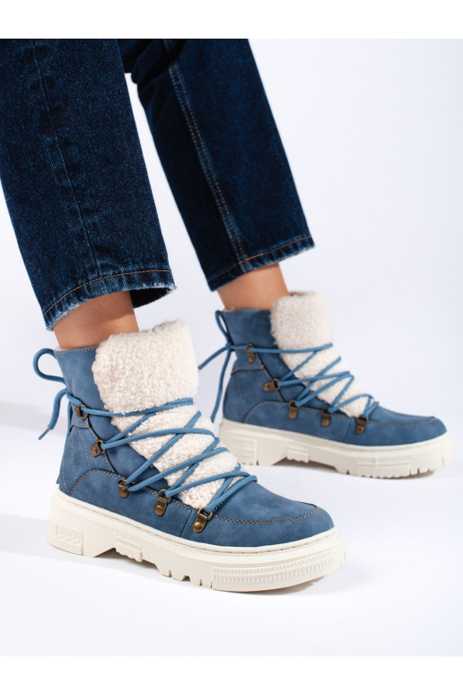 mėlynos spalvos Moteriški sniego batai su avikailiu