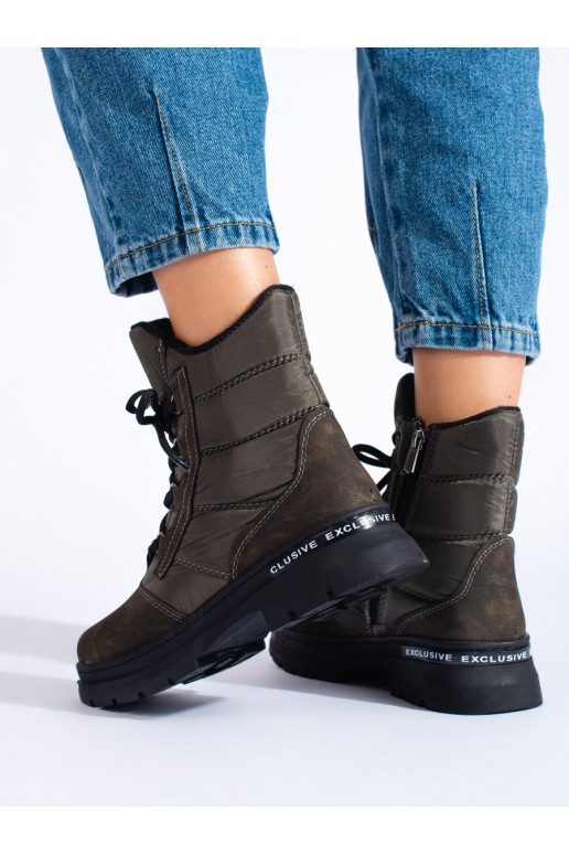 Moteriški sniego batai su raištukais khaki Moteriški sniego batai su raištukais khaki