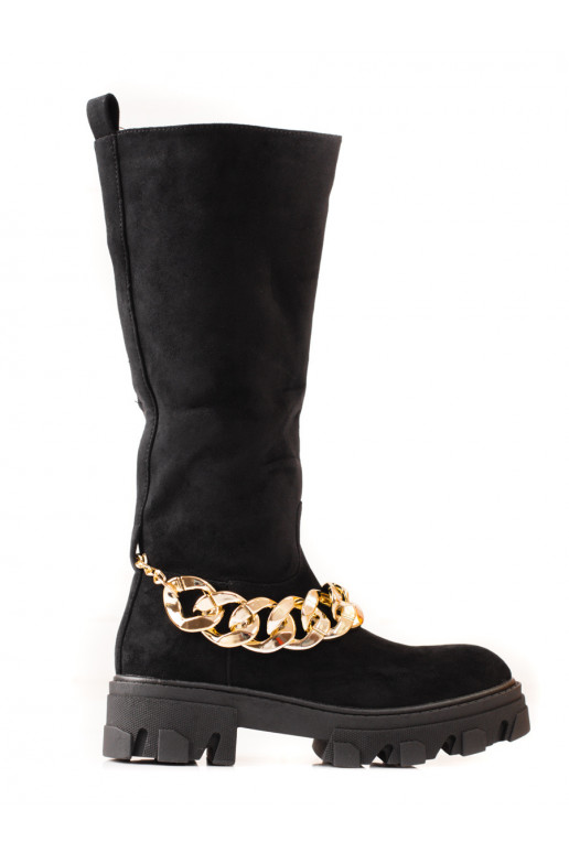 Ilgaauliai batai juodos spalvos 