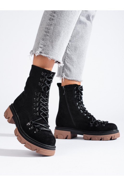 iš zomšos  auliniai batai juodos spalvos Vinceza