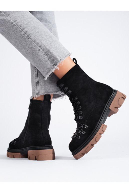 iš zomšos  auliniai batai juodos spalvos Vinceza