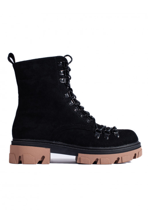 iš zomšos  auliniai batai juodos spalvos Vinceza