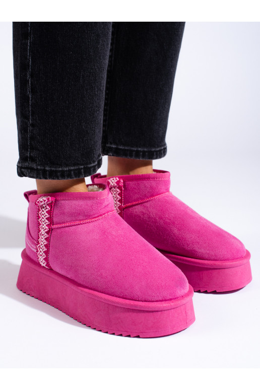 iš zomšos  sniego batai su platforma rožinės spalvos