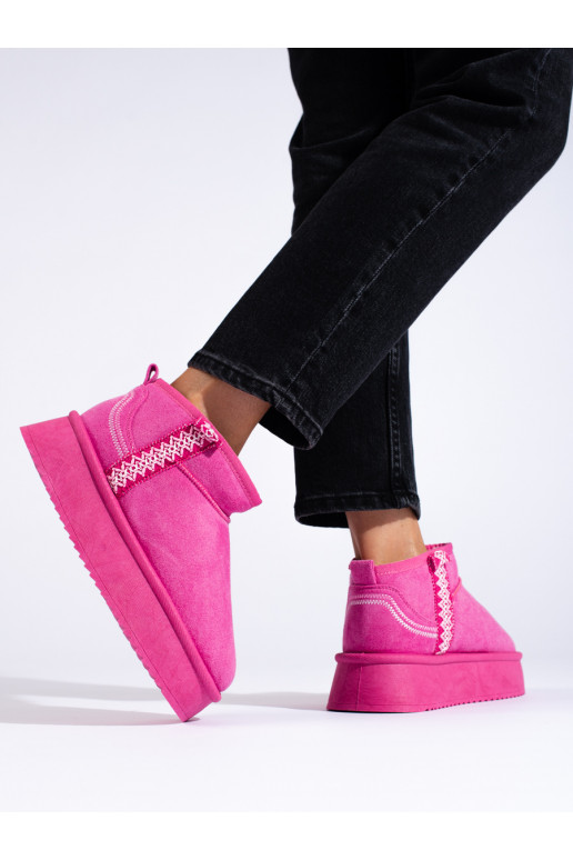 iš zomšos  sniego batai su platforma rožinės spalvos
