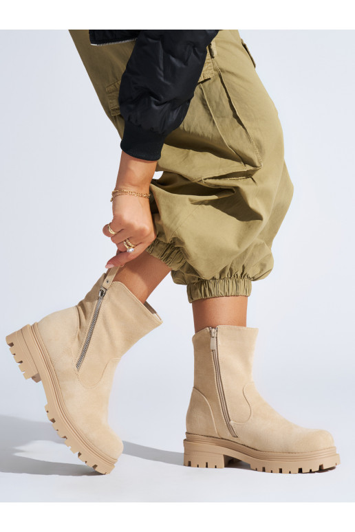 rudos spalvos moteriški batai z ozdobnym zamkiem