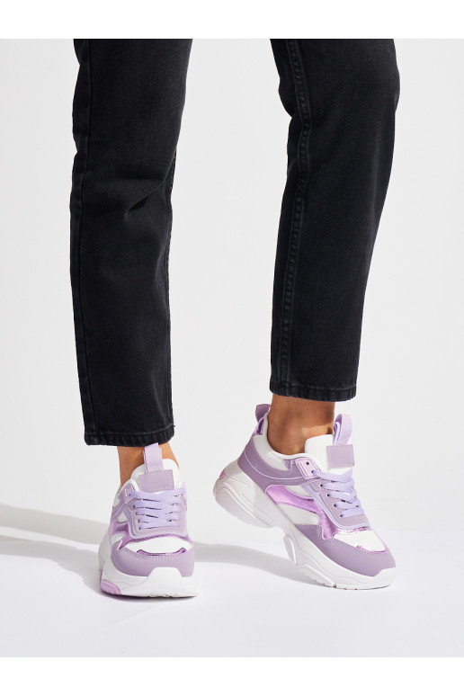 Violetinės spalvos sportiniai bataiy  su masyviu kulnu