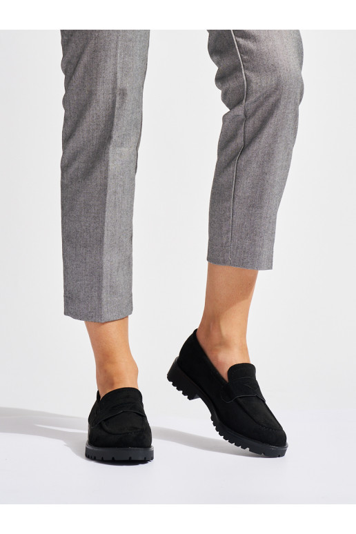 Juodos spalvos iš zomšos moteriški mokasinai Juodos spalvos iš zomšos moteriški mokasinai