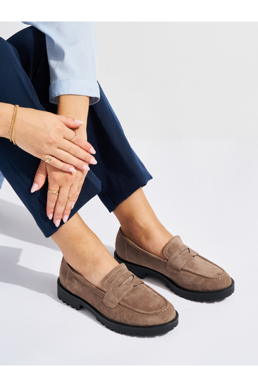 Bezowe iš zomšos moteriški mokasinai Bezowe iš zomšos moteriški mokasinai