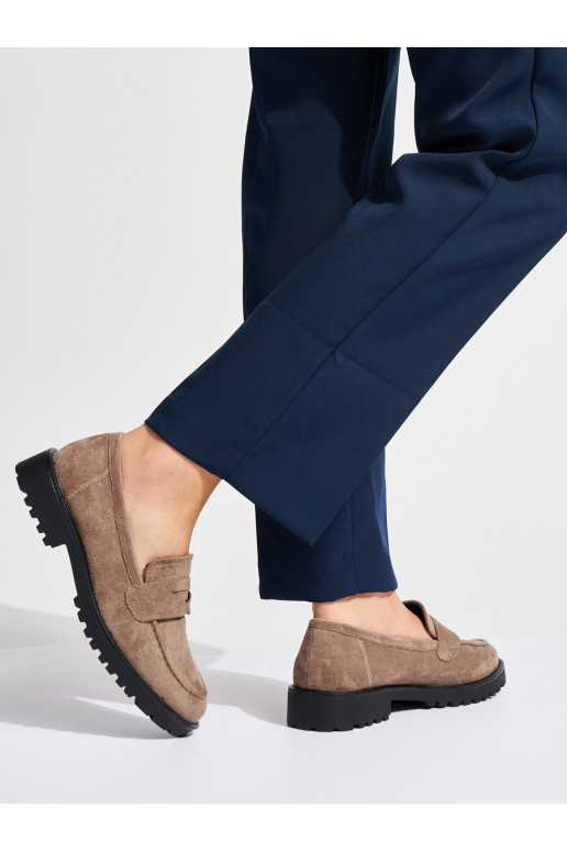 Bezowe iš zomšos moteriški mokasinai Bezowe iš zomšos moteriški mokasinai