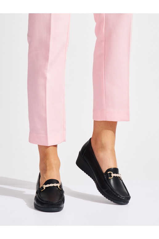 Juodos spalvos  mokasinai  ze m zdobieniem