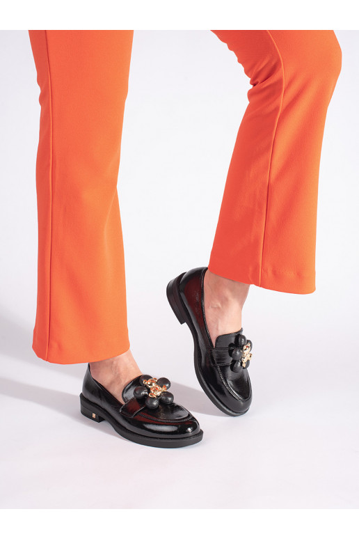 Juodos spalvos  moteriški mokasinai su meškučiais Juodos spalvos  moteriški mokasinai su meškučiais