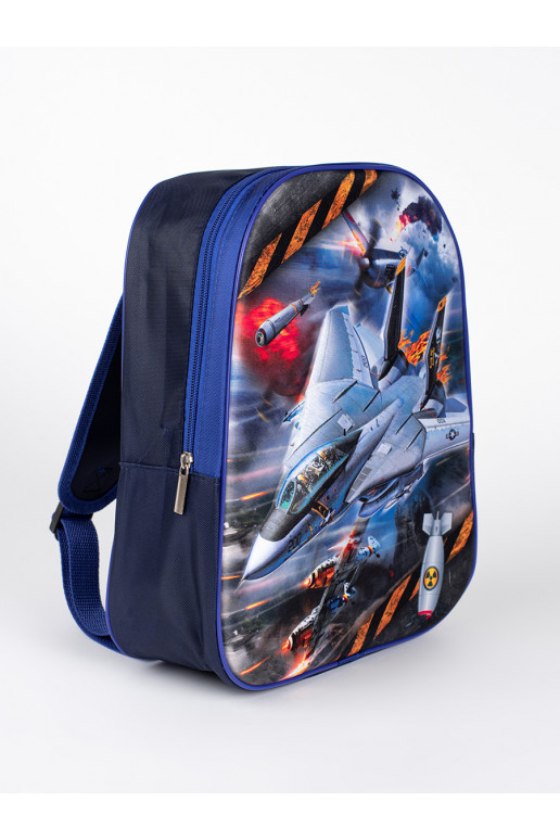 mėlynos spalvos kuprinė  ze statkiem kosmicznym