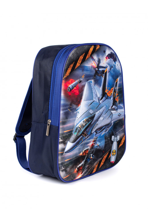 mėlynos spalvos kuprinė  ze statkiem kosmicznym