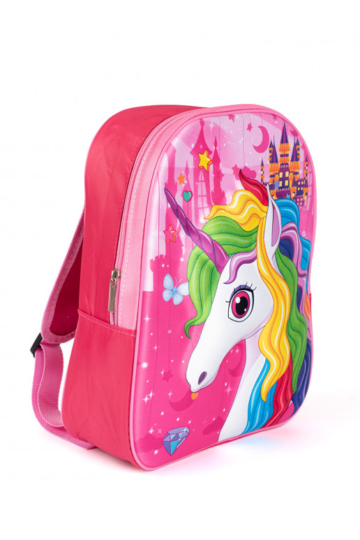 rožinė kuprinė  z jednorożcem