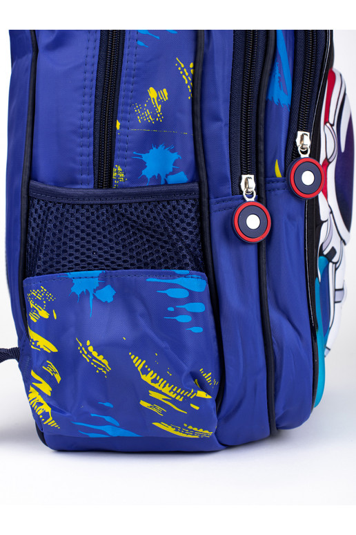 mėlynos spalvos kuprinė dziecięcy z kosmonautą