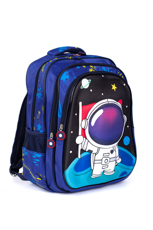 mėlynos spalvos kuprinė dziecięcy z kosmonautą