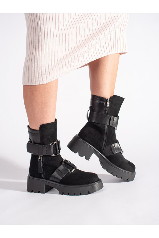 Juodos spalvos iš zomšos moteriški batai 